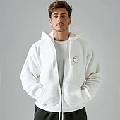abordables Sudaderas y Sudaderas Elite para Hombres-Hombre Sudadera con capucha y cremallera completa Negro Blanco Con Capucha Graphic Cremallera Bolsillo Deporte Casual Diario Ropa de calle Fresco Design Primavera Otoño Ropa Sudaderas con capucha