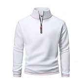 economico Felpa con cappuccio in pile-Per uomo Felpa Di pile Felpa con cerniera a un quarto Compatto Nero Bianco Verde militare Blu Marrone mezza cerniera Liscio Sportivo Giornaliero Per eventi Streetwear Fantastico Retrò Inverno
