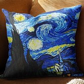 abordables Coussins, inserts et housses-van gogh double côté taie d&#039;oreiller 4 pc doux décoratif carré taie d&#039;oreiller taie d&#039;oreiller pour chambre salon canapé canapé chaise lavable en machine
