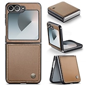 cheap Samsung Cases-Phone Case For Samsung Galaxy Z Flip 6 Z Flip 5 Back Cover Magnetic Support Wireless Charging Card Slot Retro TPU PU Leather