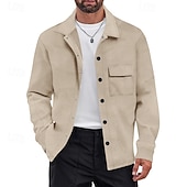 abordables Manteaux &amp; vestes-Homme Chemise Veste Veste de transition Quotidien Résistant à l'usure Avec Poches Jacquard Toutes saisons Uni Occasionnel Revers Régulier Noir Blanche Kaki Gris Claire Gris foncé Veste