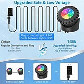 お買い得  水中ライト-1個 6ヘッド RGB 水中ライト - リモート &amp; Bluetooth アプリ制御 LED プールライト、RGB カラー変更、IP68 防水、プール、水槽、噴水用、米国プラグ