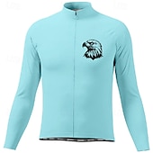 voordelige Heren shirts-Voor heren Wielrenshirt Lange mouw Winter Fietsen T-shirt Shirt met 3 achterzakken Bergracen Ademend Sneldrogend Anatomisch ontwerp Lampenkatoen Donker roze Wit Roze Adelaar Sport Kleding