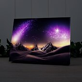 billiga LED Vägg Art-landskap berg galax led canvas väggkonst led upplyst väggdekor 2aa batteridriven upplyst canvas tryck led ljus kök sovrum eller heminredning