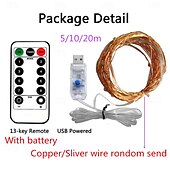 abordables Guirlandes lumineuses USB-Guirlande lumineuse LED USB élégante pour réception de mariage, 2 pièces, 5 m/10 m/20 m, télécommande 8 modes, guirlandes de fées, lampes de décoration pour mariage, Noël, vacances