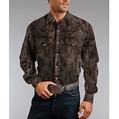 billiga västernskjortor för män-Herr Djur Häst Grafiska tryck Skjorta Västerländsk skjorta Cowboyskjorta Långärmad Mode Designer Ledigt Utomhus Dagligen Höst vinter Nedvikt Mönster Button-Down Vit Svart / Grön Ljusgrön Svart / Brun