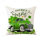 abordables Housse de coussin de vacances-Housse de coussin décorative pour la Saint-Patrick, 1 pièce, taie d&#039;oreiller carrée douce en forme de trèfle pour chambre à coucher, salon, canapé, chaise
