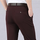preiswerte Schlank-Herren Anzughosen Hose Hosen Anzughose Tasche Elastische Taille Gerade geschnitten Glatt tragbar Knitterfrei In voller Länge Formal Hochzeit Geschäft Elegant Modisch Schwarz Rote