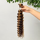 baratos 1 pacote de fios de cabelo humano-p4/27# extensão de cabelo humano em massa, 1 pacote de cabelo humano com ondas profundas, 12-28 polegadas