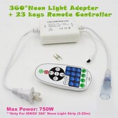 abordables Lampes néon led-Bande lumineuse LED néon 360° AC110 16-100 pieds flexible/étanche/à intensité variable, cordon lumineux LED blanc chaud, télécommande, convient pour la décoration de la maison/du jardin/du bâtiment,