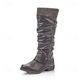 olcso Slouch Boots-női barna, domború, kötött mandzsettás térdcsizma - hangulatos és stílusos őszi/téli lábbeli