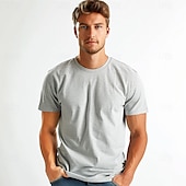 billiga Herrarnas Elite T-shirts och linnen-Herr T-shirt Bomullskjorta Ensfärgat Rund hals Kläder Utomhus Kontor Arbete Dagligen Sport Kortärmad Crewneck Klassisk Stil Modern Stil Ren färg Opressade byxor 100 % bomull Mode Häftig Dagligen