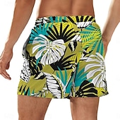 abordables Plantes et Fleurs Tropicales-Homme Feuille Cocotier Imprimé Maillots de bain Shorts de bain Shorts de Surf Taille Moyenne Mode Streetwear Designer Occasionnel Quotidien Fête Avec Poches Cordon de serrage Taille Élastique Designer