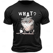 お買い得  メンズグラフィックTシャツ-メンズ Tシャツ、面白いグランピーキャット「何？」モーニングコーヒー ショートスリーブグラフィック Tシャツ