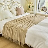 cheap Blankets &amp; Throws-Throw Blanket with Tassel, Knit Throw Blankets Soft Cable Knitted Throw Blankets for Couch Stripe Spring Fall Blanket for Bed Sofa Cozy Lightweight Throw Blankets Scarf for Girls Boys
