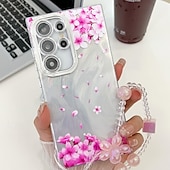 Недорогие Чехлы для Samsung-телефон Кейс для Назначение SSamsung Galaxy S24 Ultra S24 Plus S24 S24 ФЭ S23 Ultra А55 А35 А25 А15 5Г S25 Ультра Кейс на заднюю панель с ремешком на запястье Защита от удара Ретро ТПУ ПК