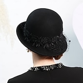 olcso Partikalapok-kalapok 100% gyapjú tányér / cloche kalap vödör sapka cilinder tea party elegáns esküvő csipke szalagokkal fejdísz fejfedő