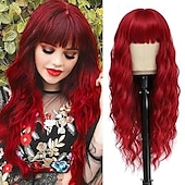 economico Parrucche trendy sintetiche-parrucca con frangia parrucche lunghe per donne, parrucca con capelli dall&#039;aspetto naturale parrucca riccia e ondulata, parrucca sintetica resistente al calore per costumi cosplay di Halloween