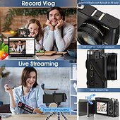 お買い得  アクションカメラ-4k デジタルカメラ 48MP カメラ オートフォーカス コンパクトデジタルカメラ フラッシュライト付き ポイントアンドシュートカメラ 小型デジタルカメラ