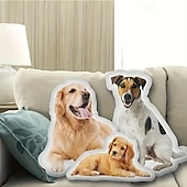 baratos Presentes Personalizados-Almofada Memorial de Presente Personalizada de Animal de Estimação Macia Aconchegante Impressão Duplex Lavável à Mão Design Contemporâneo Fechamento com Zíper Enchimento de Algodão Almofada