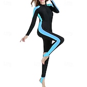 abordables Lycra de surf-Femme Maillot Anti UV Maillot de bain 1 pièce Poids Léger manche longue Le Maillot de corps Maillot de bain Zip sur le devant Natation Surf Plage Sports nautiques Mosaïque Eté Printemps Automne