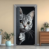 cheap Door Covers-Cute Cats Door Decorations Door Covers Animal Hide and Seek Door Tapestry Door Curtain Decoration Backdrop Indoor/Outdoor Door Banner for Front Door Farmhouse Peekaboo