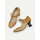 cheap 1930s-Women&#039;s 1930s Vintage Style Mary Jane Pumps with Cutout Design and Mid-Heel, Comfortable Dress Shoes for Office and Formal Events