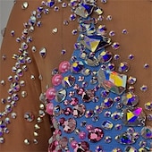 ieftine Rochii de patinaj artistic-Rochie de Patinaj Artistic Pentru femei Fete Πατινάζ στο πάγο Rochii Albastru celest Deschide Înapoi Plasă Spandex Înaltă Elasticitate Antrenament Competiție Ținută Patinaj Clasic Cristale / Strasuri