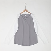 billige Vaffelstrikket T-skjorte-Herre Vaffel T-skjorte Vaffelskjorte T skjorte T-skjorte Langermet V-hals Vår &amp; Vinter Fargeblokk Mote Designer Grunnleggende Lapper Gate Sport Fritid / hverdag Svart Grå Navyblå Topp T-skjorte for