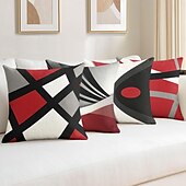 billige geometrisk stil-geometrisk pynteputetrekk 1stk mykt firkantet putetrekk putetrekk til soverom stue sofa sofastol svart rød grå
