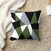 baratos estilo geométrico-Capa de almofada decorativa com padrão argyle 1 peça, capa de almofada quadrada macia, fronha para quarto, sala de estar, sofá, cadeira, preto, cinza, branco, vermelho, verde