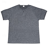 cheap Casual Henley Tee-Men&#039;s Henley Shirt Tee Short Sleeve Solid Color Plain Distressed Buttons Washed Henley Outdoor Casual Daily Summer Spring &amp;  Fall Black Gray Navy Blue Henley T-Shirt