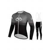 cheap Men&#039;s Clothing Sets-Men&#039;s Cycling Jersey Black&amp;White Bib set Top MTB Bicycle Shirt Mountain Road Riding Clothing Short Sleeve Cyclist biking Quick Dry Breathable 3 Rear Pockets