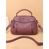 economico Borse a Tracolla-borsa a tracolla in similpelle da donna, piccola borsa casual con scomparti multi-cerniera, elegante borsa a tracolla quotidiana per viaggi e shopping colore vino nero bianco