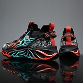 economico Sneakers da uomo-eleganti sneakers rosse da uomo con motivo a fiamma - eleganti e comode, perfette per feste o uscite informali