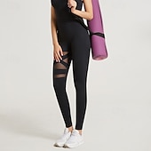 tanie Legginsy i legginsy do jogi-Damskie Spodnie do jogi Legginsy do jogi Niejednolita całość Podstawowy Wyszczuplenie brzucha Podnoszenie pośladków Wysoka talia Joga Trening w siłowni Pilates Legginsy 3/4 Rajstopy Moda Czarny