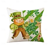 abordables Housse de coussin de vacances-Housse de coussin décorative pour la Saint-Patrick, 1 pièce, taie d&#039;oreiller carrée douce en forme de trèfle pour chambre à coucher, salon, canapé, chaise