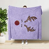 お買い得  ベッドブランケット-トナカイ柄のブランケット フランネル 柔らかくて心地よい冬のホリデー スローブランケット。ソファベッドの装飾に最適。