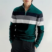 abordables Pull col rond-Homme Pull Pulls à quart de zip Pull en tricot A côtes Tricoter Hauts réguliers Tricoté Bloc de couleur Demi fermeture éclair Mode Décontractées Vacances Usage quotidien Vêtement Tenue Automne hiver