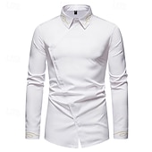 billige Button Down-skjorter for menn-Herre Skjorte Dresskjorter Skjorte med knapper عادي Bryllup Fest Svart Hvit Rød Navyblå Langermet Knaphul Vår &amp; Vinter Klær Broderi