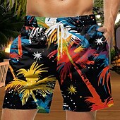 お買い得  熱帯植物と花-男性用 ココナッツの木 プリント スイムショーツ ボードショーツ スイミングトランクス ミディアムウエスト ファッション ストリートファッション デザイナー カジュアル 日常 祝日 ポケット ドローストリング 弾性ウエスト デザイナー 衣類