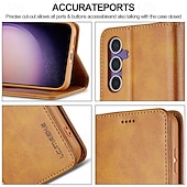 お買い得  サムスン用ケース-Samsung Galaxy S24 S24 Ultra Plus S24 FE S23 S22 S21 S20 Ultra Plus FE S25 Ultra用のスタンドホルダー、マグネットカードスロット、レトロTPU PUレザーのフリップカバー