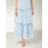 cheap Floor Length-Sheath / Column Mother of the Bride Dress Beach Wedding Elegant Simple Jewel Neck Ankle Length Chiffon Sleeveless with Tier Solid Color 2025