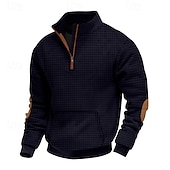 billiga Basic sweatshirts-Herr Tröja Kvartströja med dragkedja Svart Marinblå Kaki Ljusgrå Mörkgrå Halv dragkedja Slät Sport &amp; Utomhus Dagligen Helgdag Streetwear Häftig Retro Vinter Vår &amp; Höst Kläder Pull Tröjor