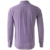 cheap Men&#039;s Button Up Shirts-Men&#039;s Shirt Dress Shirt Button Up Shirt Plaid Wedding Party Black Pink Red Brown Long Sleeve Lapel Spring &amp;  Fall Clothing Apparel