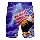  Men's American US Flag 4th of July U.S. 250th Anniversary Eagle Swim Trunks Swim Shorts Board Shorts Mid Waist Streetwear Hawaiian Casual Daily Vacation Holiday Drawstring Elastic Waist 3D Print