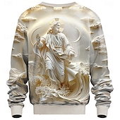 baratos Moletons 3D masculinos-Homens Jesus Moletom Moletom Manga Longa Moletom Gola Redonda Moda Simples Estampado Viagem Crewneck 3D Primavera Outono