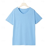 cheap Cotton Linen T-shirts-Men&#039;s Linen-like T Shirt Moisture Wicking Shirts Plain V Neck Street Causal Short Sleeve V Neck Vintage Clothing Apparel Retro Basic Casual Comfortable