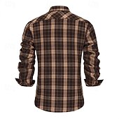 economico camicia da uomo con bottoni-Per uomo Camicia Camicia Estiva Camicia casual Camicia da Spiaggia Camicia con Bottoni Camicie a quadri Caffè Manica Lunga Plaid Bavero Vacanza Camicia hawaiana Bottonato Abbigliamento Moda Casual