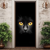 billiga Dörröverdrag-dörrdekorationer dörrskydd svart kattdörr gobeläng dörrgardindekoration bakgrund inomhus/utomhus dörrbanner för ytterdörr bondgård